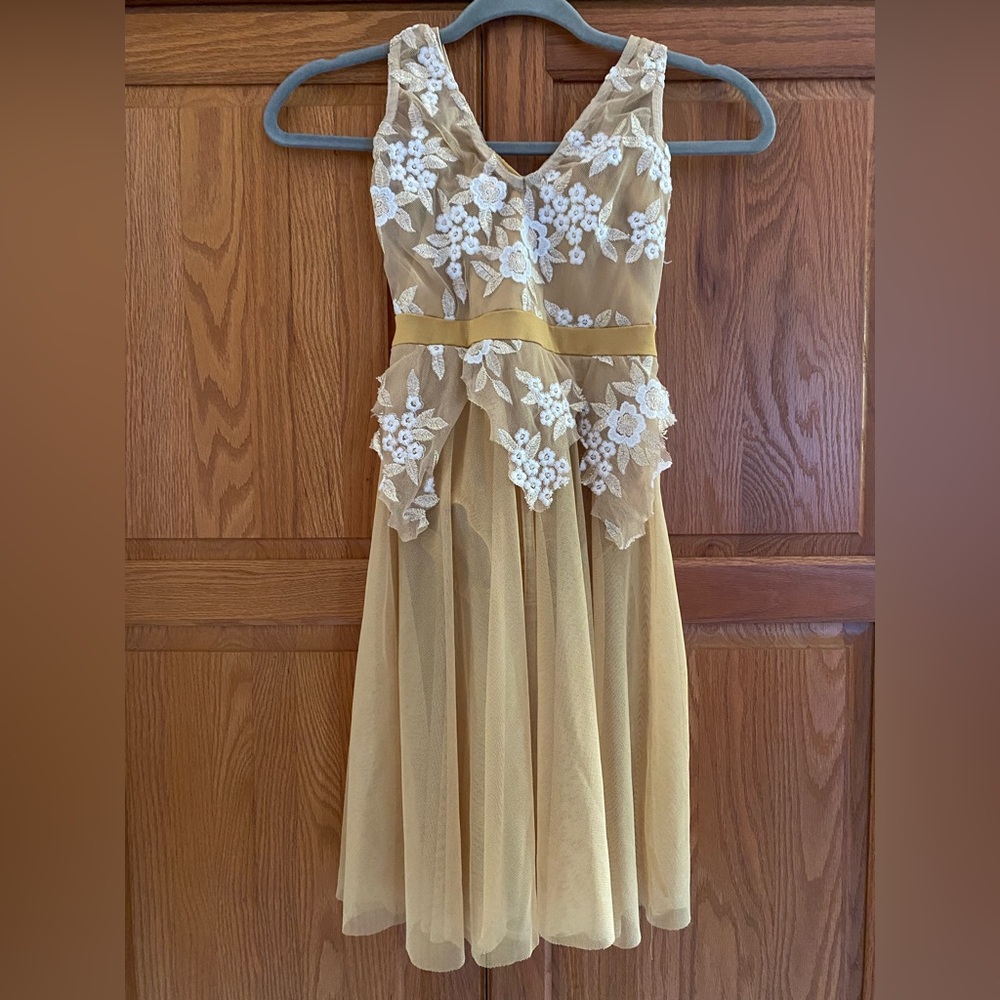 Kelle Dance Costume Gold Lyrical Contemporary Dress Size Child Small
